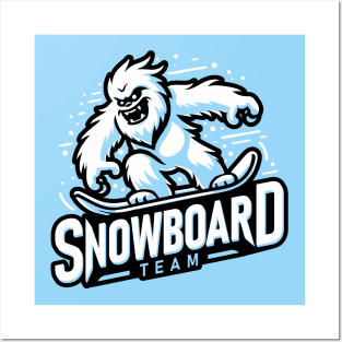 Cool Snowboarding Yeti Snowboard Team Abominable Snowman Graphic Posters and Art